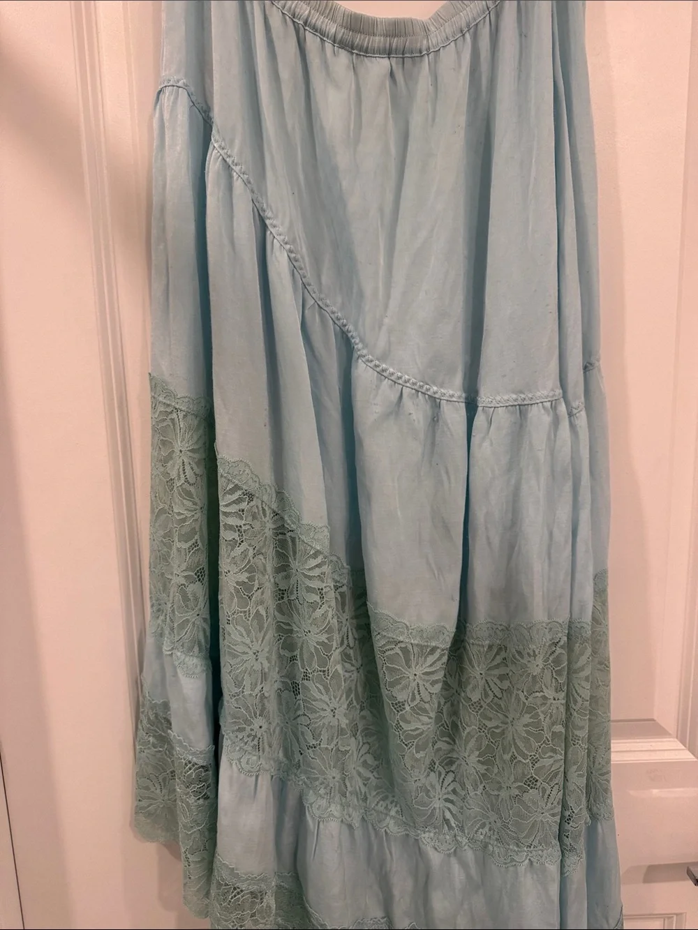 Free People blue  Asymmetrical Lace Maxi Skirt - Picture 4 of 6